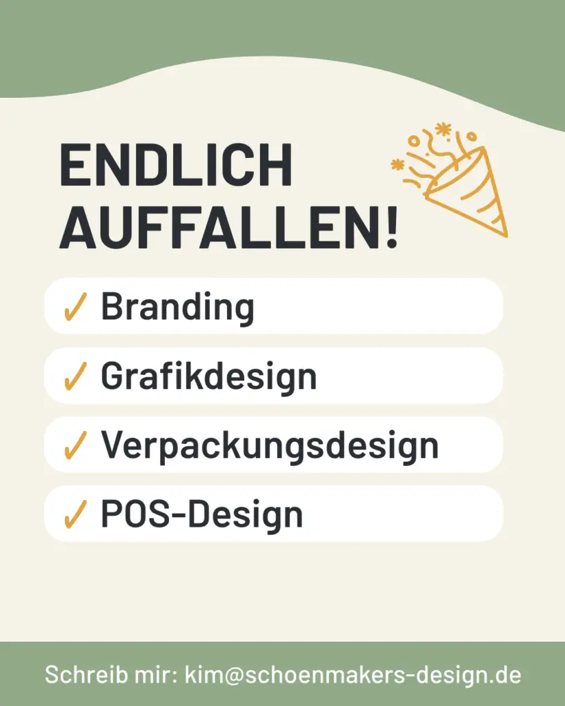 Endlich auffallen! – Leistungen: Branding, Grafikdesign, Verpackungsdesign, POS-Design