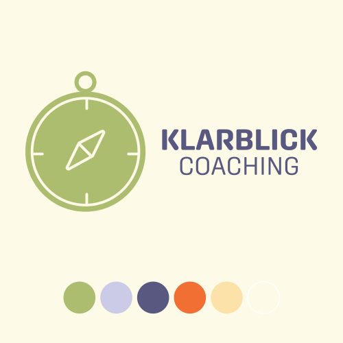 Logo mit Kompasssymbol und freundlicher Farbpalette für Coaching-Angebot