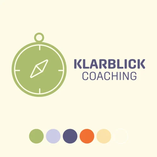 Logo mit Kompasssymbol und freundlicher Farbpalette für Coaching-Angebot