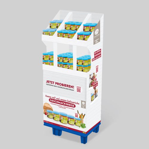 POS-Display mit veganen Produkten & QR-Zugang